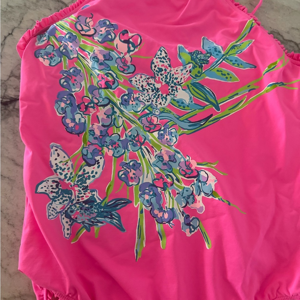 Lilly Pulitzer Pink Floral Kids Swim One Piece